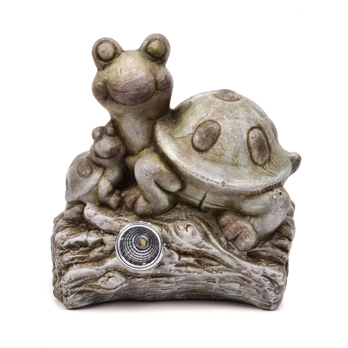 Terracotta Tortoise on Branch Ornament with Solar Light Eyes