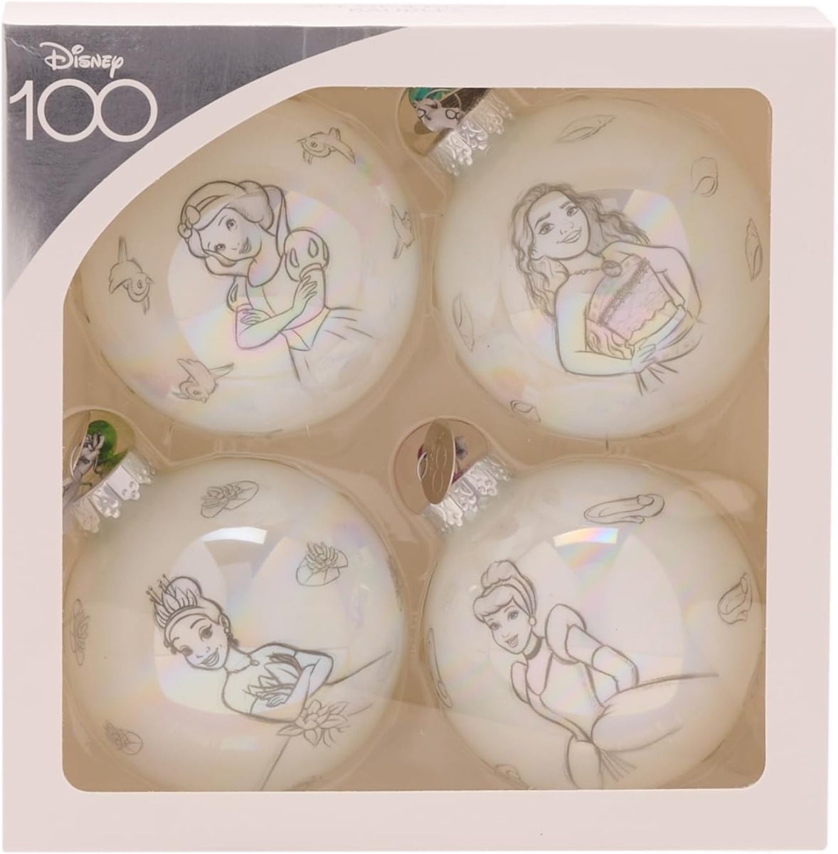 Disney 100 Set of 4 Baubles - Princesses