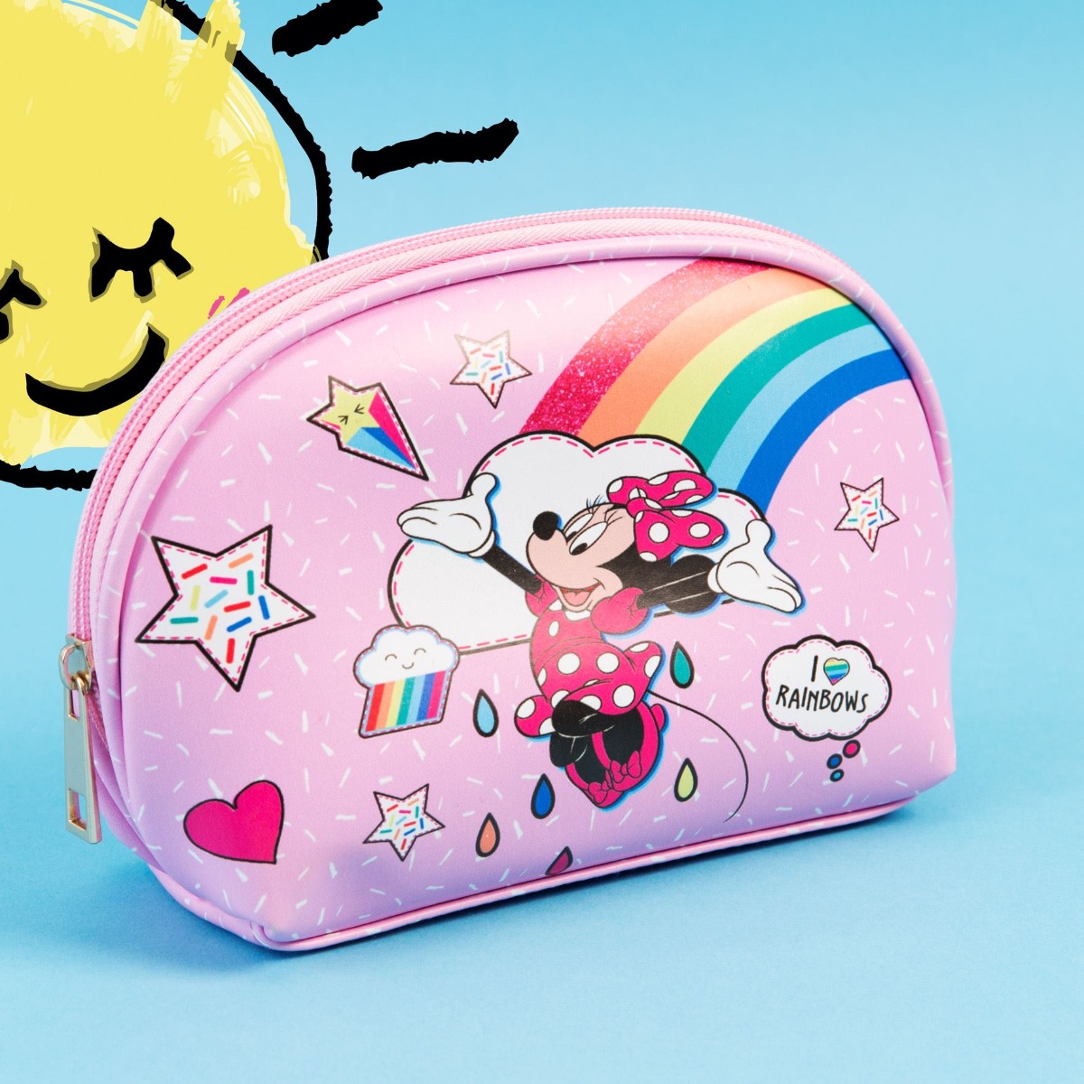 Disney Minnie Mouse Leatherette Rainbow Cosmetic Travel Bag - DI449