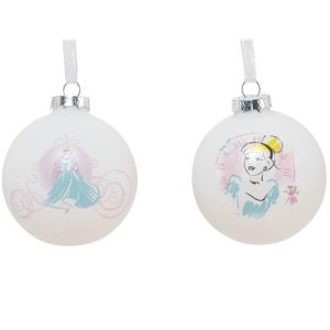 Set of 2 Disney Princess Assorted Style 80mm Glass Hanging Ornaments