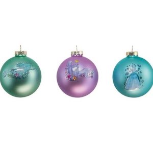 Set of 3 Princess Asstorted Style 80mm Glass Ornaments