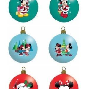 Set Of 6 Mickey And Minnie Assorted Glass Baubles