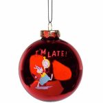 Disney Alice in Wonderland White Rabbit Red Glass Bauble Hanging Ornament