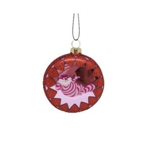 Disney Alice in Wonderland Cheshire Cat 80mm Glass Disk Hanging Ornament