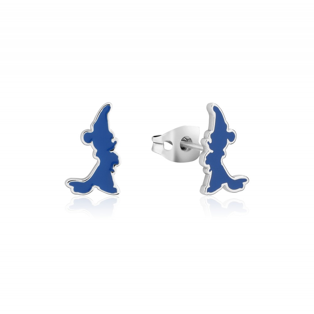 Disney Fantasia Sorcerer's Apprentice Mickey Enamel Silhouette Stud Earrings