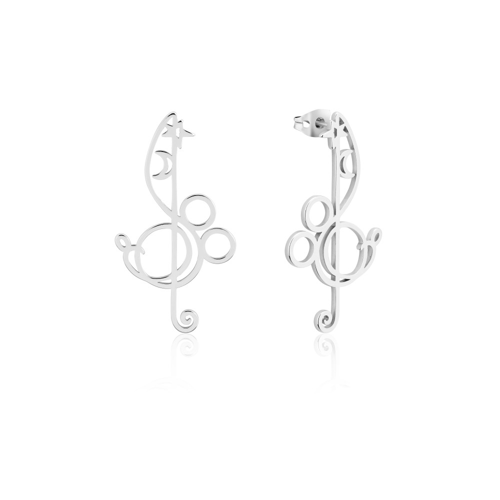 Disney Fantasia Sorcerer's Apprentice Mickey White Gold-Plated Treble Clef Earrings