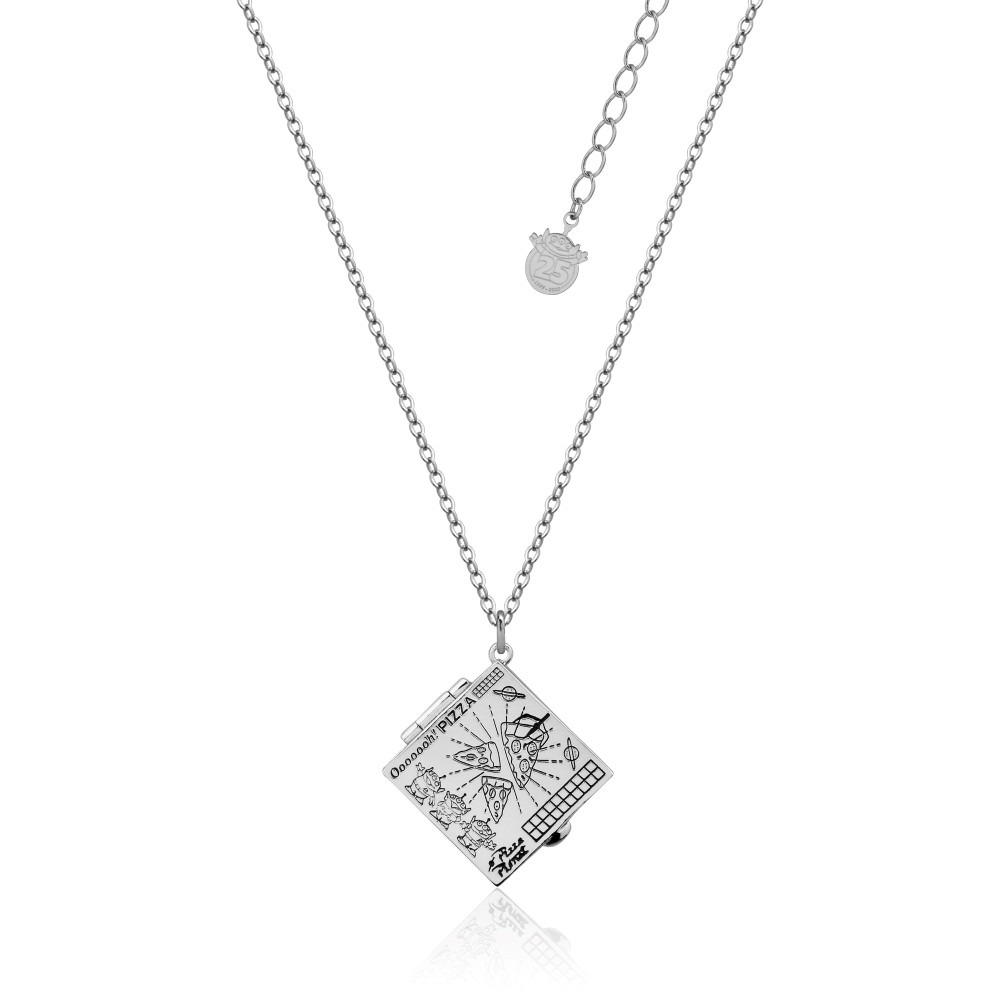 Disney Pixar Toy Story White Gold-Plated Pizza Planet Box Necklace - DSN1001