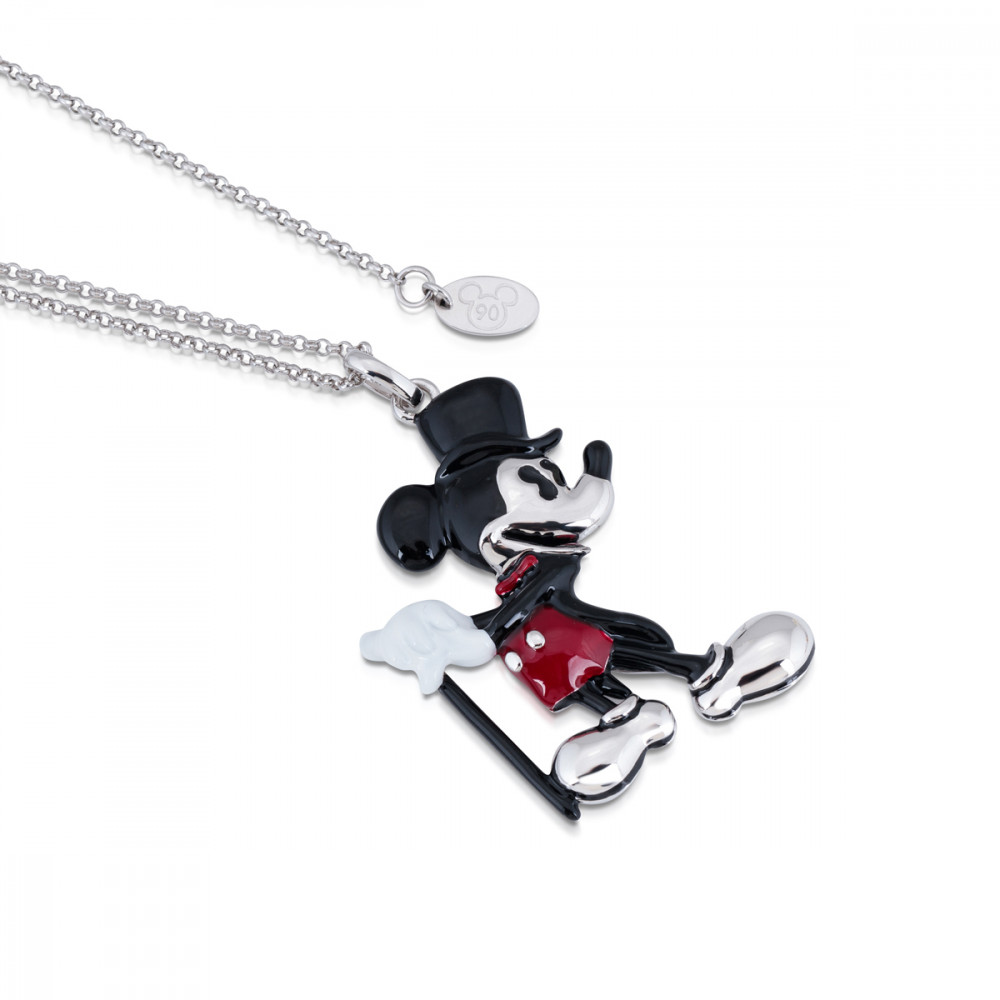 Disney Mickey Mouse 90 Years White Gold-Plated Showman Necklace - DSN499