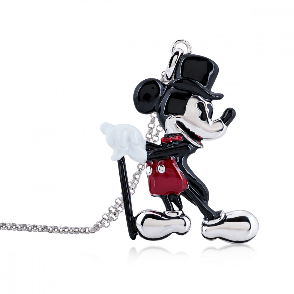 Disney Mickey Mouse 90 Years White Gold-Plated Showman Necklace - DSN499