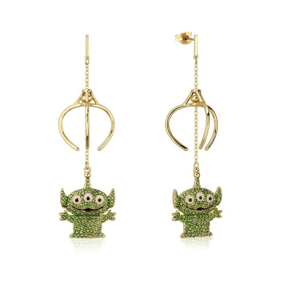 Disney Pixar Toy Story Gold-Plated Alien Crystal Claw Drop Earrings - DYE1004