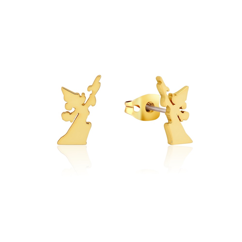 Disney Fantasia Sorcerer's Apprentice Mickey Silhouette Gold-Plated Stud Earrings