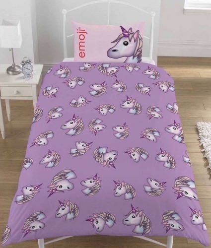 Official Emoji Icon Unicorn Reversible Single Duvet Cover Bedding Set