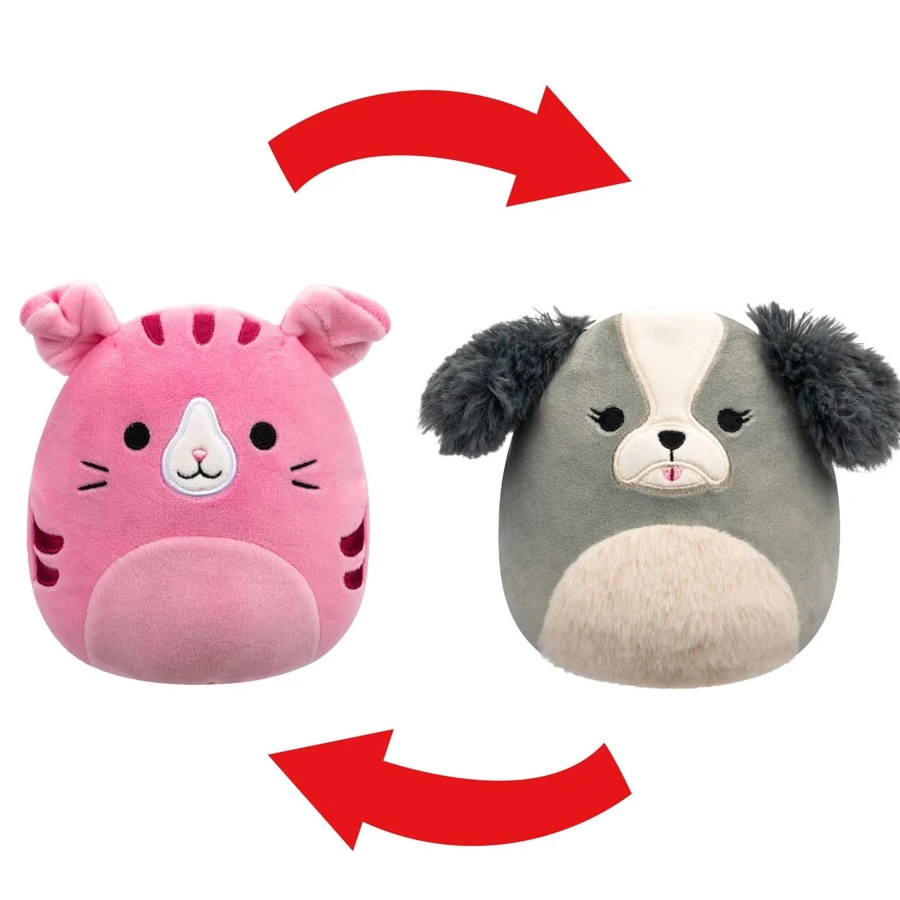 Squishmallows 13 cm Plush FlipAMallows Malu Shih-Tzu and Geraldine Cat