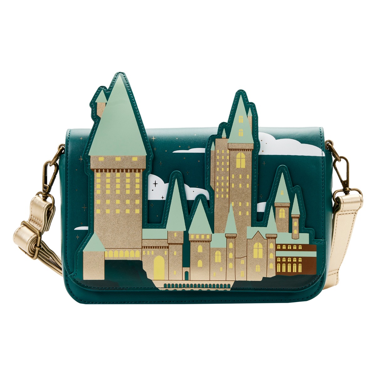 Loungefly Harry Potter: Golden Hogwarts Castle Crossbody Bag