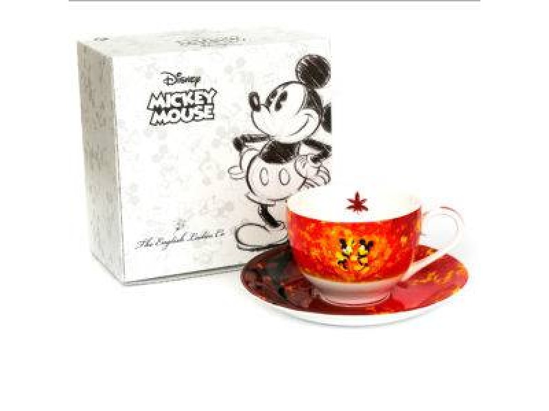 English Ladies Mickey and Minnie Autumn Fine China Cup and Saucer