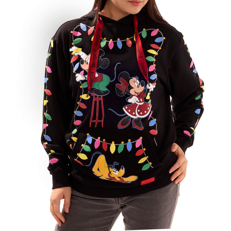 Loungefly Mickey and Friends Christmas Light Decorations Glow Unisex Hoodie