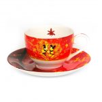 English Ladies Mickey and Minnie Autumn Fine China Cup and Saucer