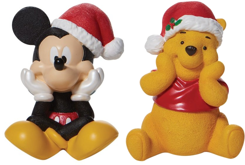 D56 Set of 2 Christmas Figurines - Mickey Mouse and Winnie the Pooh