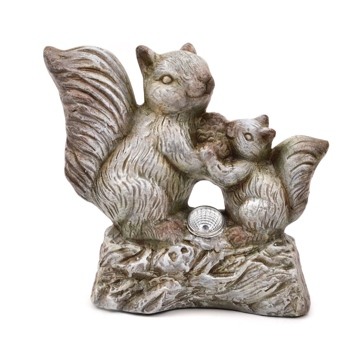 Set of 2 Terracotta Solar Light Garden Ornaments (Owl and Squirrels)