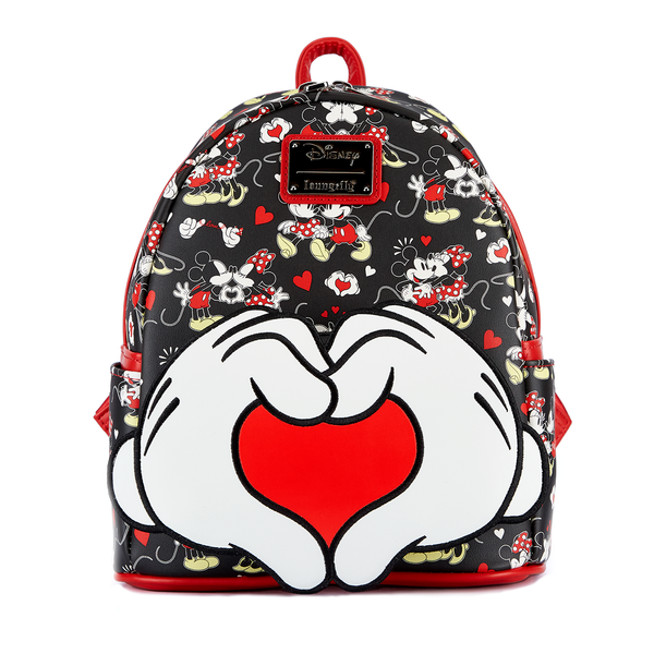 Loungefly Mickey and Minnie Heart Hands Mini Backpack - Disney