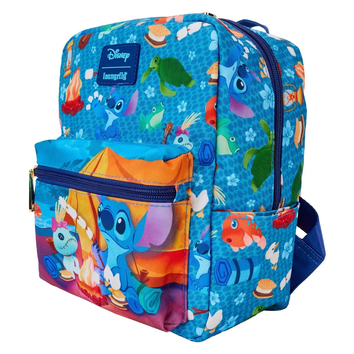 Loungefly Disney Stitch Camping Cuties AOP Nylon Mini Backpack