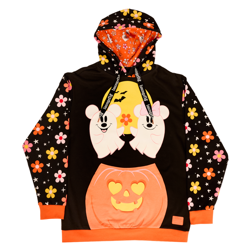 Loungefly Mickey and Minnie Floral Ghost Glow Unisex Hoodie