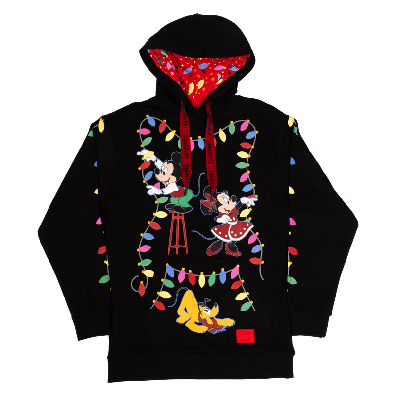 Loungefly Mickey and Friends Christmas Light Decorations Glow Unisex Hoodie