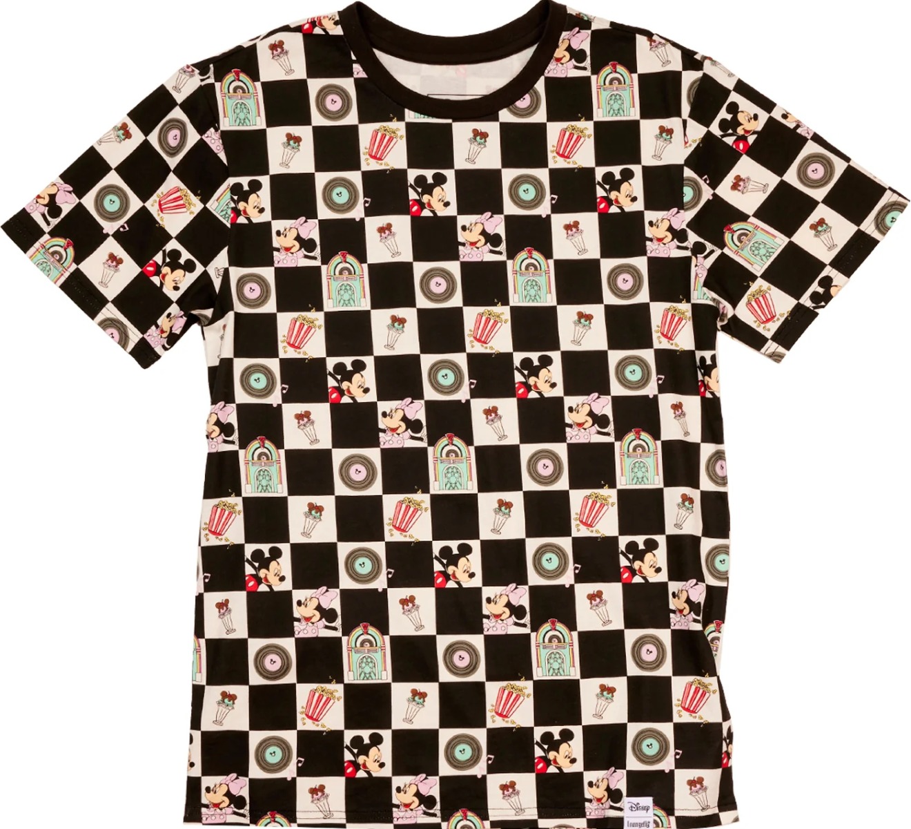 Loungefly Disney Mickey And Minnie Date Night Diner Checkered Unisex Tee