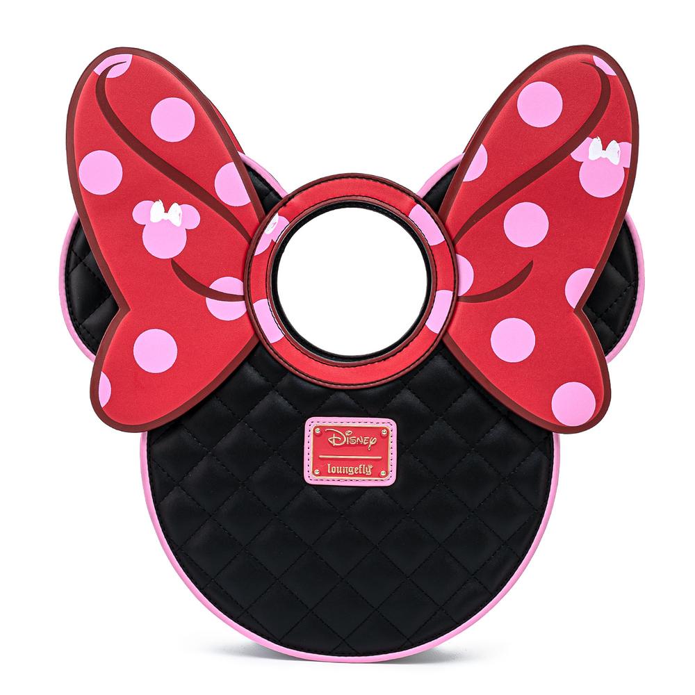 Loungefly Disney Minnie Mouse Quilted Pink Polka Dot Bow Head Crossbody Bag