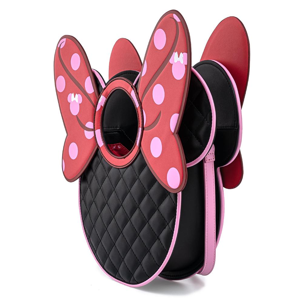 Loungefly Disney Minnie Mouse Quilted Pink Polka Dot Bow Head Crossbody Bag