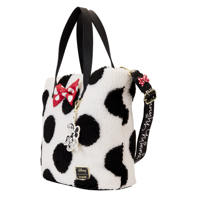 Loungefly Disney Minnie Mouse Rocks the Dots Classic Sherpa Tote Bag