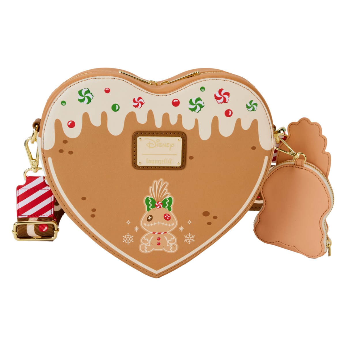 Loungefly Disney Lilo & Stitch Angel and Stitch Gingerbread Heart Crossbody Bag