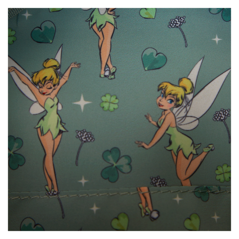 Loungefly Peter Pan Tinker Bell Clover All-Over Print Tote Bag With Coin Bag