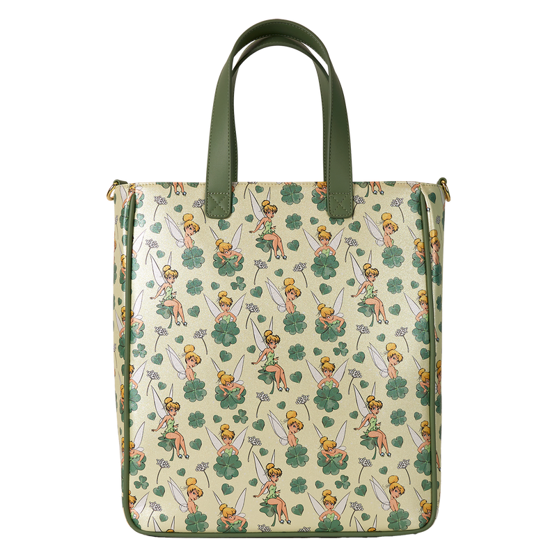 Loungefly Peter Pan Tinker Bell Clover All-Over Print Tote Bag With Coin Bag