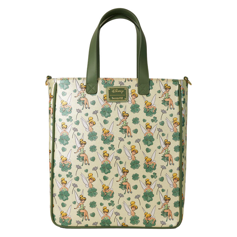 Loungefly Peter Pan Tinker Bell Clover All-Over Print Tote Bag With Coin Bag