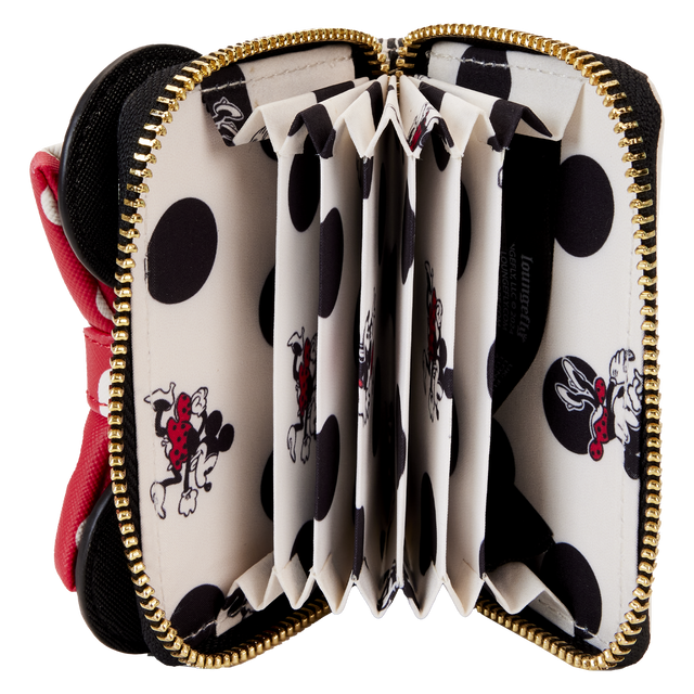 Loungefly Disney Minnie Mouse Rocks the Dots Classic Accordian Zip Around Wallet