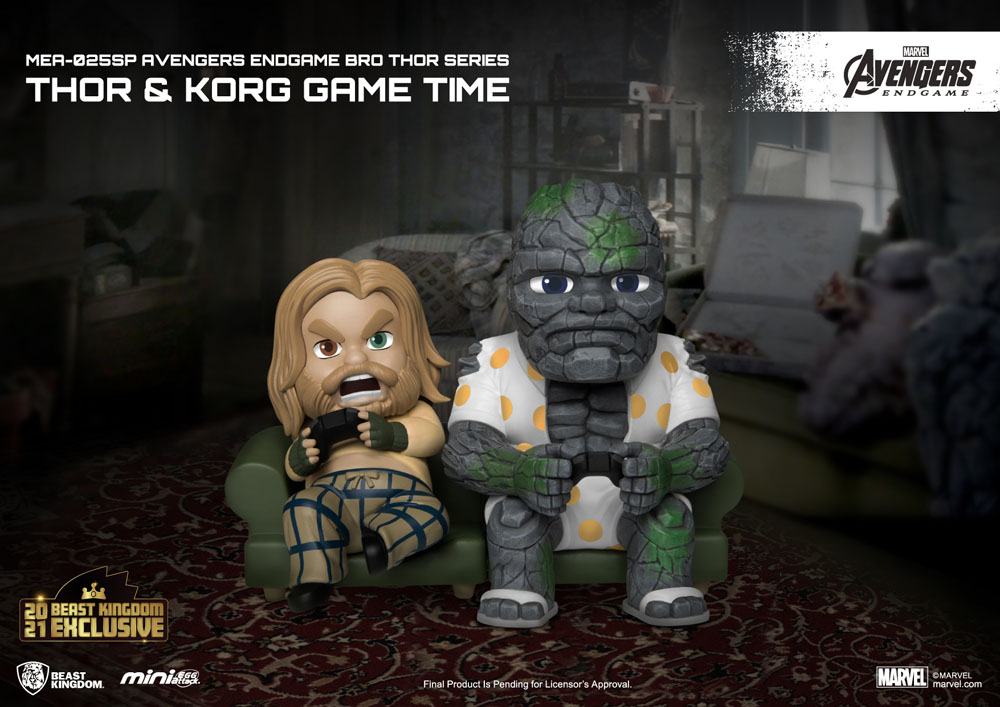 Beast Kingdom Avengers: Endgame Mini Egg Attack Figure Bro Thor & Korg Game Time heo EMEA Exclusive 8 cm