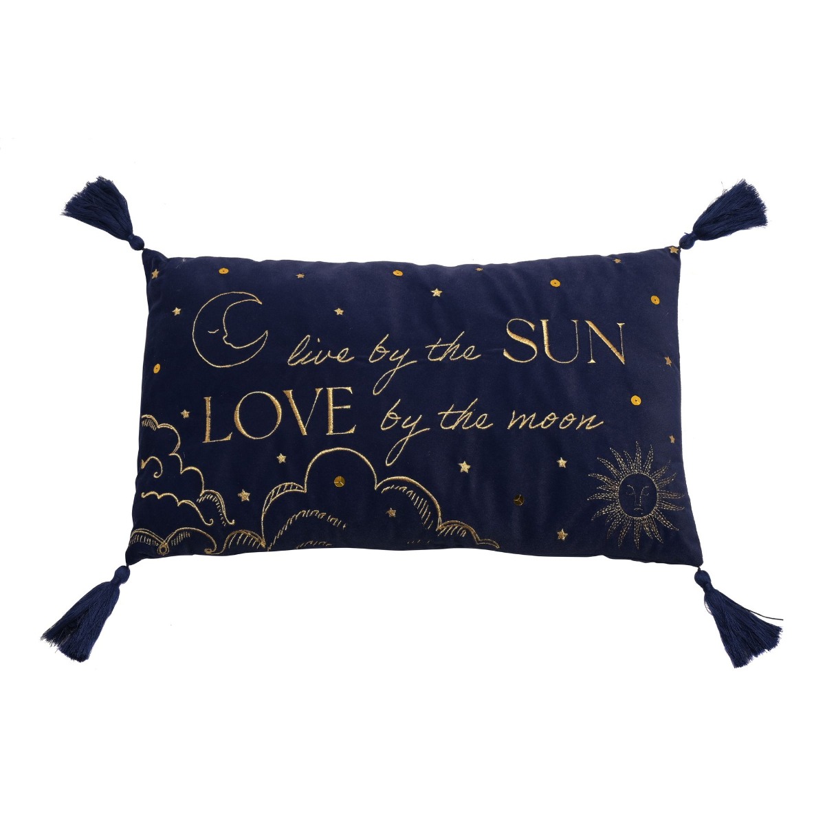 Blue Velvet Rectangular Cushion Live By The Sun