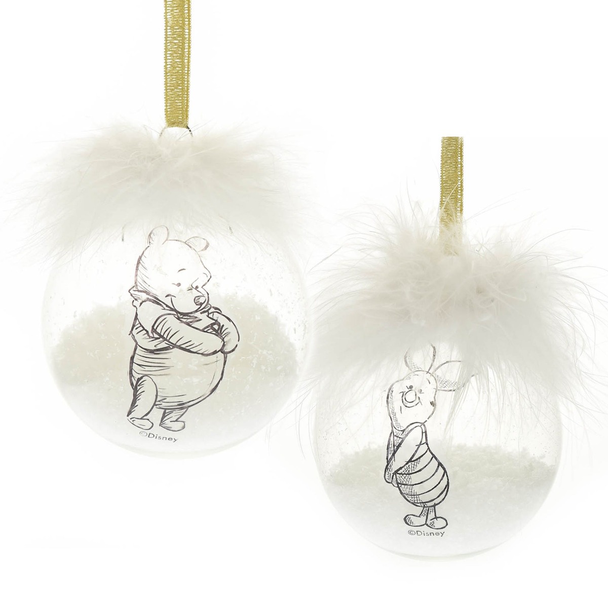 Disney Set of 2 Pooh & Piglet Feather Baubles