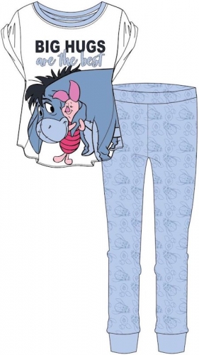 Ladies Official Disney "Eeyore & Piglet" S/Sleeve Top & Cuffed Lounge Pant Pyjama Set - 33198