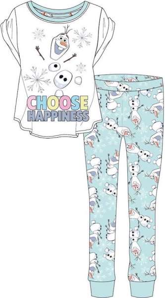 Ladies Official Disney Olaf S/Sleeve Top & Lounge Pant Pyjama Set