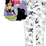 Ladies Official Disney Villains Character S/Sleeve Top & Lounge Pant Pyjama Set