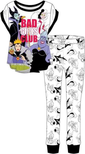 Ladies Official Disney Villains Character S/Sleeve Top & Lounge Pant Pyjama Set