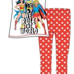 Ladies Official DC Originals "We Rule the World" S/Sleeve Top & Cuffed Lounge Pant Pyjama Set - 27700